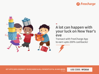 FreeCharge : Transact for Rs.50 & Get upto 200% cashback