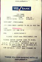 FreeChrage 20% (Max 50) Cashback - Old User (YES BANK ATM SLIP)
