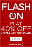 Jabong Flat 40% + Extra 40% on app From 6PM-8PM