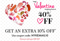 Nykaa Valentine Day offer -  Extra 10% off upto Rs 100/-