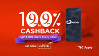 ||100% love|| Get 100% cashback, every hour from 9AM to 9PM from MobiKwik!