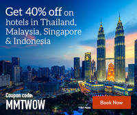 Get 40% off on hotels in Thailand, Malaysia, Singapore & Indonesia