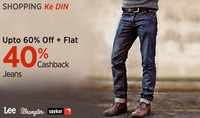 ||Jeans & T-Shirts & Casual Shirts & Barnded Watches||- Upto 60% + Flat 40% Cashback@ PayTM
