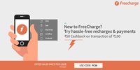 Get Rs.50 cashback on transaction of Rs.100.Valid only for new users @Freecharge ||till 2nd March 2016||