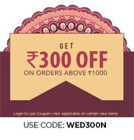 Login to use coupon and Get Rs.300 off on order above Rs.1000
