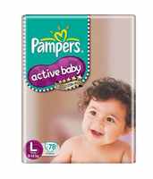 (26% OFF) Pampers Active Baby Diapers Size L (Large) (9-14kg)-78Pcs Diapers @ Rs 986/- MRP Rs 1330/-