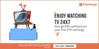 Freecharge: Rs.50 cashback on Rs 400 DTH Recharge for first DTH Transaction 