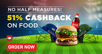 World Cup Offer: 51% Cashback on all food orders from Zomato on Helpchat.