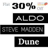 Flat 30% off on Aldo, Steve Madden and Dune.