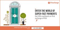 Get 50% cashback on minimum recharge of Rs.50 Recharges & Bill payments.(New User)