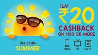 This Summer Season, recharge for Rs.100 & above to get Rs.20 Casback! @Mobikwik