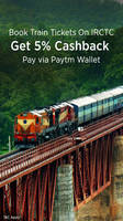 [Live]  5% cashback when you pay via paytm wallet @IRCTC E-Ticket