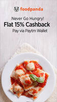 Flat 15% cashsback when you pay via Paytm Wallet @ FoodPanda