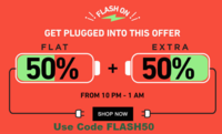 Jabong : Flat 50% Off + Extra 50% Off (No. min Purchase) 10 PM- 1 AM + Extra 10% Cashback with Mobikwik