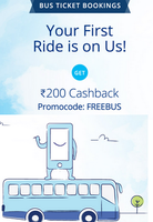 Paytm: Bus Ticket Bookings - Your First Ride is on Us! - Get flat 100% cashback upto ₹200. | Valid only for new users & only on 9th June 2016.