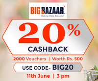 (With details)Upcoming 11 June : CROWN IT - 20% Cashback Big Bazaar Vouchers