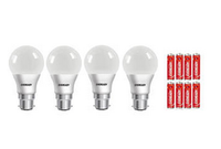 Eveready 9 Watt Cool Daylight 4 Bulbs With 8 Batteries Free Rs 399 @Paytm