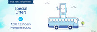 Paytm: Bus Ticket Bookings - Special Offer - Get FLAT ₹200 Cashback on Minimum order value ₹1500. (13.33% Cashback)