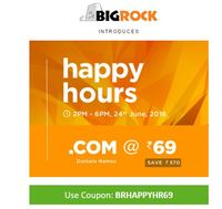 .com domains at rs. 69 at bigrock for today only between 2pm to 6pm