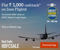 Great Monsoon Sale: Flat 1000 Off on Domestic Hotels | 20% Cashback on International Flights | Additional 30% Cashback via HDFC Credit Cards