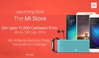 Launching Mi Store + upto Rs.1000 cashback and Win MI bands everyhour
