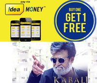Kabali Offer with idea money (Buy 2 or more tickets & get one ticket price as cashback )