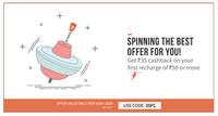 Get Rs.35 Cashback on your First Recharge of Rs 50 or more