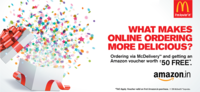 Rs.50 Amazon Voucher Free when you order via McDelivery [On first amazon purchase]