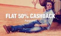 Get Upto 50% Off + Flat 50% Cashback-Men Apparel 