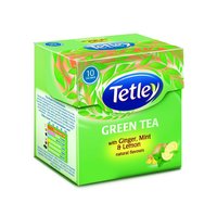 Tetley Green Tea, Ginger Mint Lemon, 10 Tea Bags