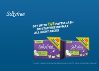 Get Upto Rs.45 Paytm Cash on Stayfree Drymax All Night Packs
