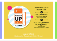 Get 10% cashback (Max Rs.500) on Grofers (No.min purchase required) +  Rs.75 cashback on Rs.1500 through Mobikwik