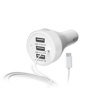 Portronics 3 Port Car Mobile Charger with 1 m Cable, Adaptive, Fast Charging