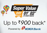 Amazon Super Value Day - 1st-2nd October upto 900 cashback 