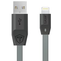 Tukzer (Apple MFI Certified) 3.2ft/ 1m 8Pin Lightning to USB 2.4Amp Premium Tangle Free Fast Charging & Data Sync Flat Cable (Gray)