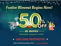 50% off (Max. Rs.150) on Min. 2 Tickets 