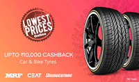 Upto 60% off + 20% cashback on Tyres