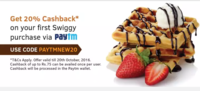 20% cash back on First Swiggy purchase via Paytm