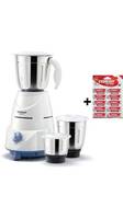 Eveready Glowy 500 W Mixer Grinder (White & Blue/3 Jars) 