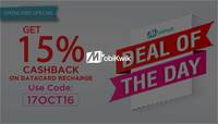 Get 15% Cashback on Data card Recharge