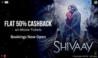 Flat 50% Cashback  (Max. Rs.150) on Movie Tickets 