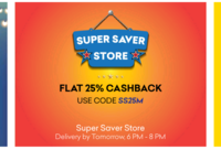 Grofers Super saver store: 25% cashback upto 1000