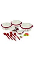 NAYASA Maroon And White Plastic Casserole Set (Pack Of 10) 