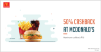 50% Cashback at McDonald's Outlets with Freecharge