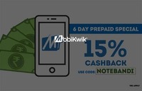 6-Day Prepaid Special: Get 15% Cashback On Prepaid Recharges!