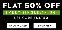 Flat 50% off on fashion apparels and accessories(Sitewide)
