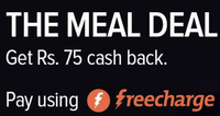 Flat Rs 75 cashback (pay via freecharge)