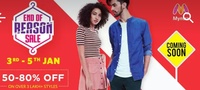 Myntra + Jabong - End of Reason sale : Upto 80% off  (3 - 5 Jan 2017) + 10% Citi Discount + 5% Gift Card Discount