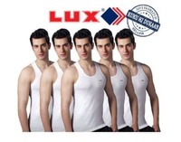 Lux White Cotton Plain Vests For Mens (Pack Of 5)