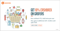 Get 10% grofers cash and 10% freecharge cashback at Grofers